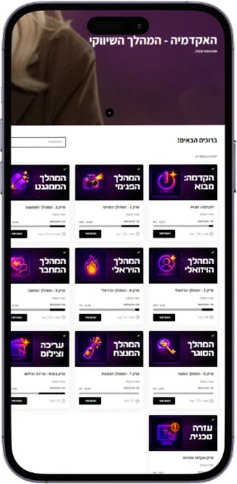 מסך הפורטל של האקדמיה על טלפון
